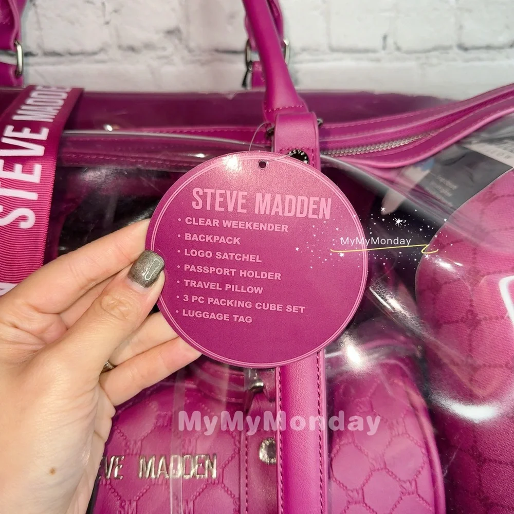 Steve Madden Clear Duffle Bag Set of 7 - Picture 4 of 10